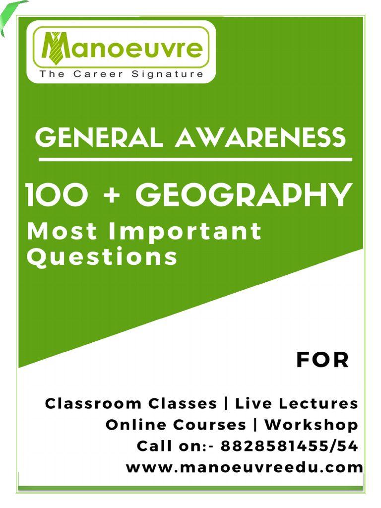 100 Important Geography PDF Earth Sciences Nature