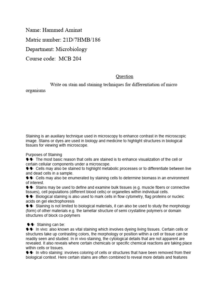 Staining Techniques | PDF | Staining | Bacteria