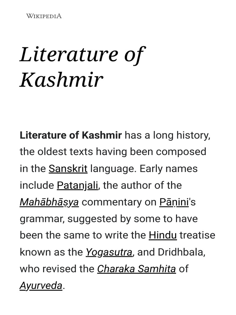 Literature of Kashmir - Wikipedia | PDF