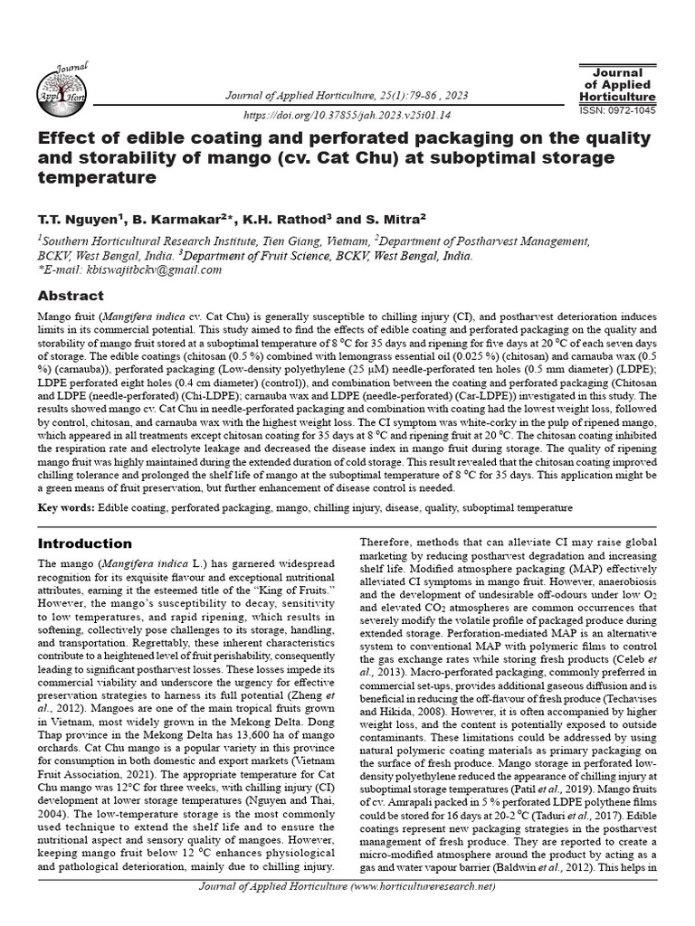 Effect of edible coating and perforated packaging on the quality and