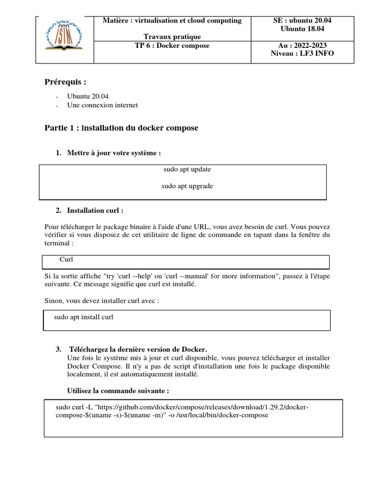 Installation de Docker Compose sur Ubuntu | PDF | Sudo | WordPress