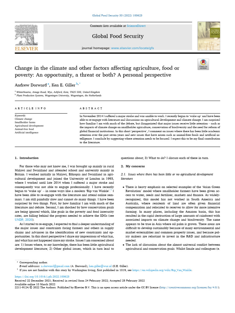 Change in The Climate and Other Factors Affecting Agriculture - 2022 ...