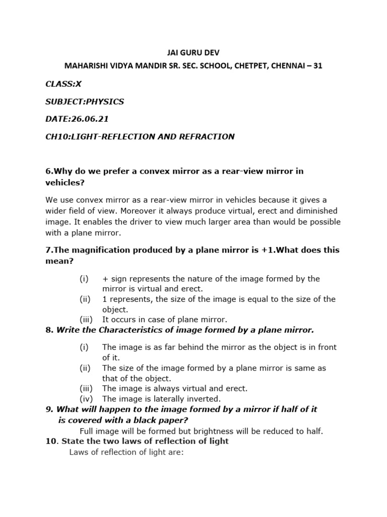 Class X Light Notes 2 | PDF