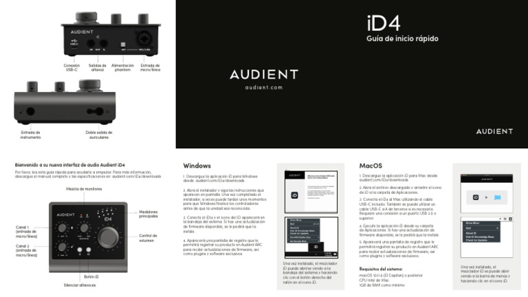 Guía rápida iD4 de Audient | PDF | Mac OS | Microsoft Windows