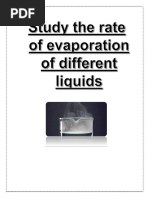 RATE OF EVAPOURATION OF DIFFERENT LIQUIDS Class 12 Chemistry Project