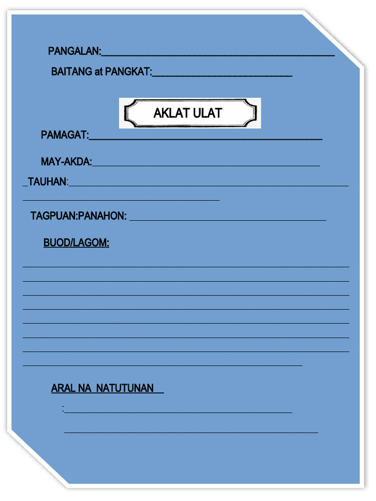 Aklat Ulat Template for Students | PDF
