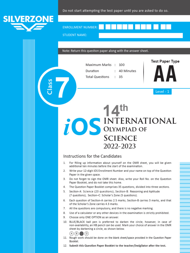 Silverzone Science Olympiad Syllabus