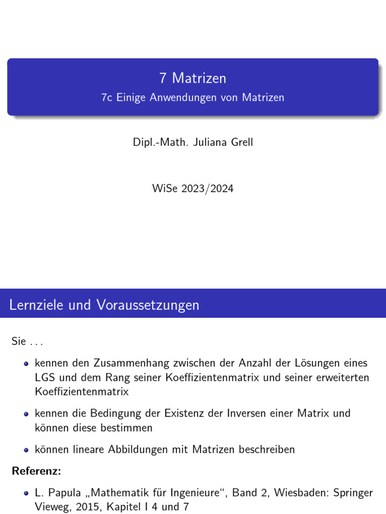 7c - Anwendungen Von Matrizen | PDF