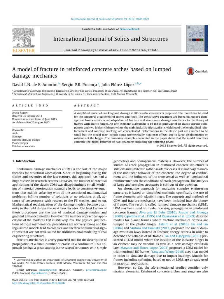 A Model of Fracture in Reinforced Concrete Arches Based On Lumped ...
