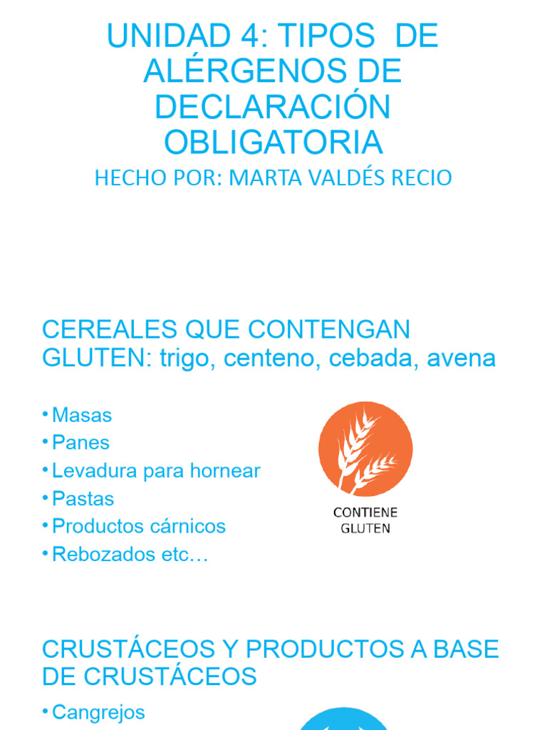 14 Alérgenos de Declaración Obligatoria | PDF