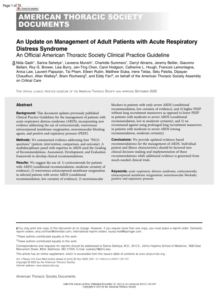 Qadir Et Al 2023 An Update On Management of Adult Patients With | PDF ...