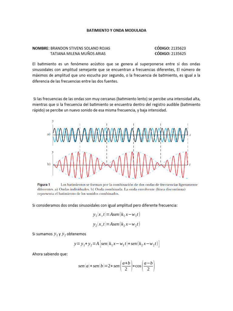 Batimiento y Onda Modulada en Acústica | PDF | Modulación | Olas