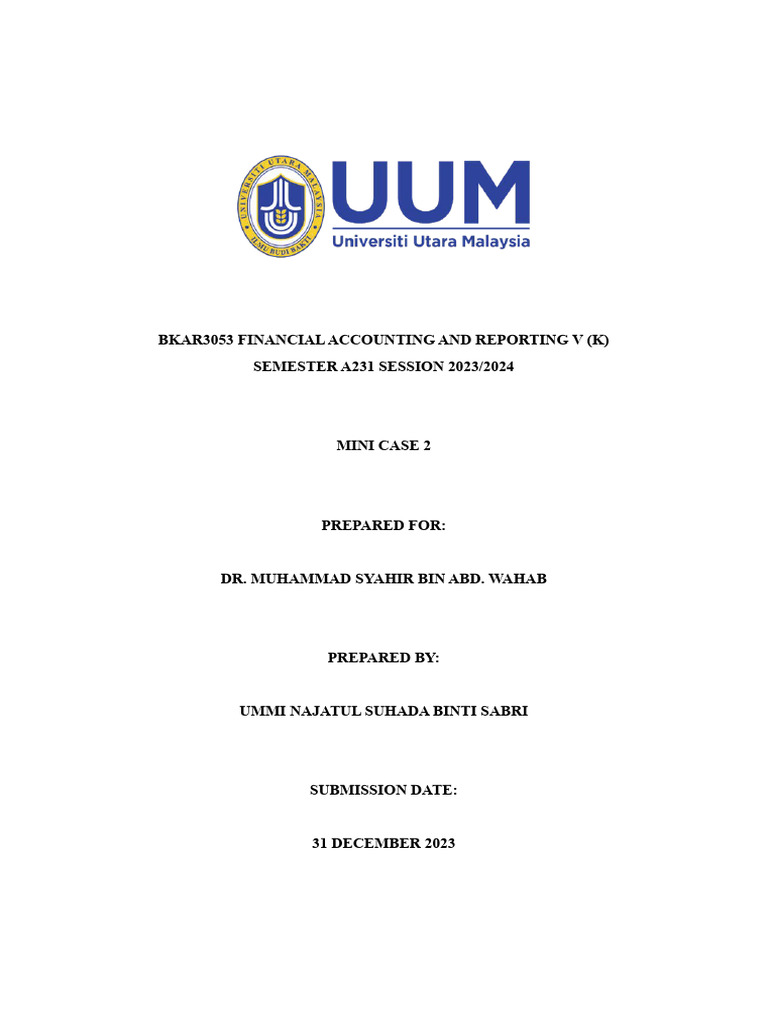 Mini Case 2 Pdf Accounting Financial Statement