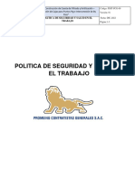 00 Política de Seguridad y Salud en El Trabajo Promeing Última Version