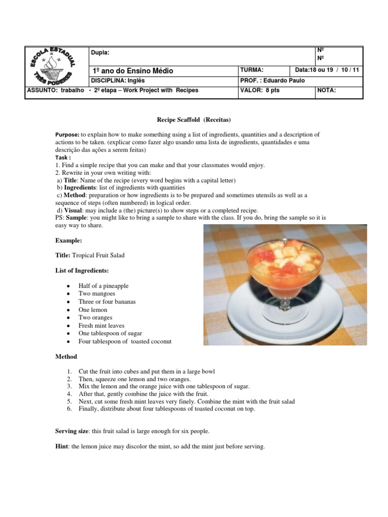 Work Project: Recipe Instructions | PDF