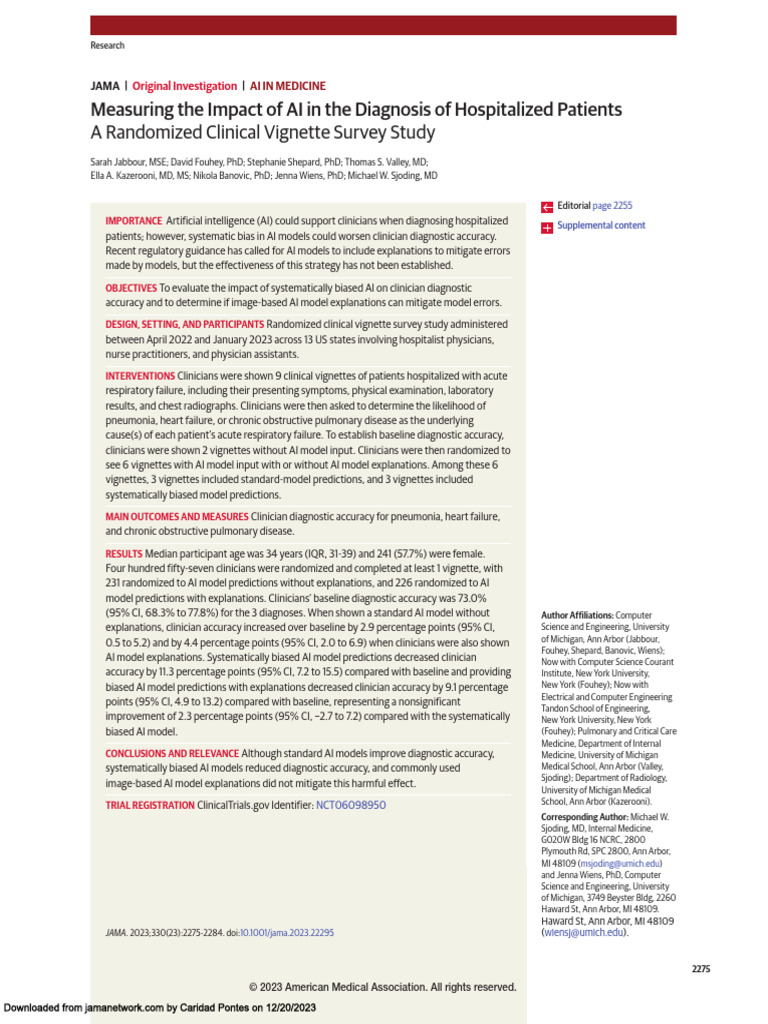 AI's Diagnostic Impact on Clinicians | PDF | Pneumonia | Medical Diagnosis