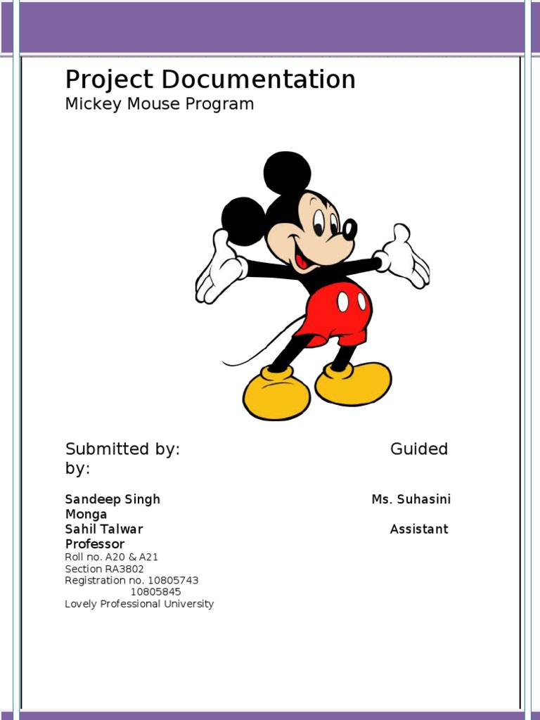 Project Documentation of Mickey Mouse Program C (Programming Language