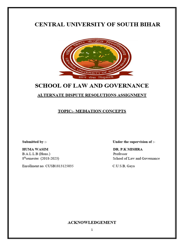 Adr Project | PDF | Mediation | Alternative Dispute Resolution