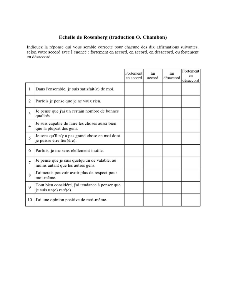 Échelle Estimé De Soi Rosenberg Pdf – NNPMBG