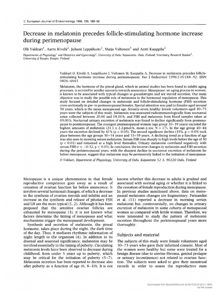  1479683x european journal of endocrinology decrease in melatonin
