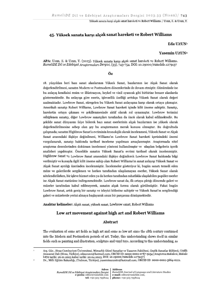 Low Art Movement Against High Art and Robert Williams (2023) PDF