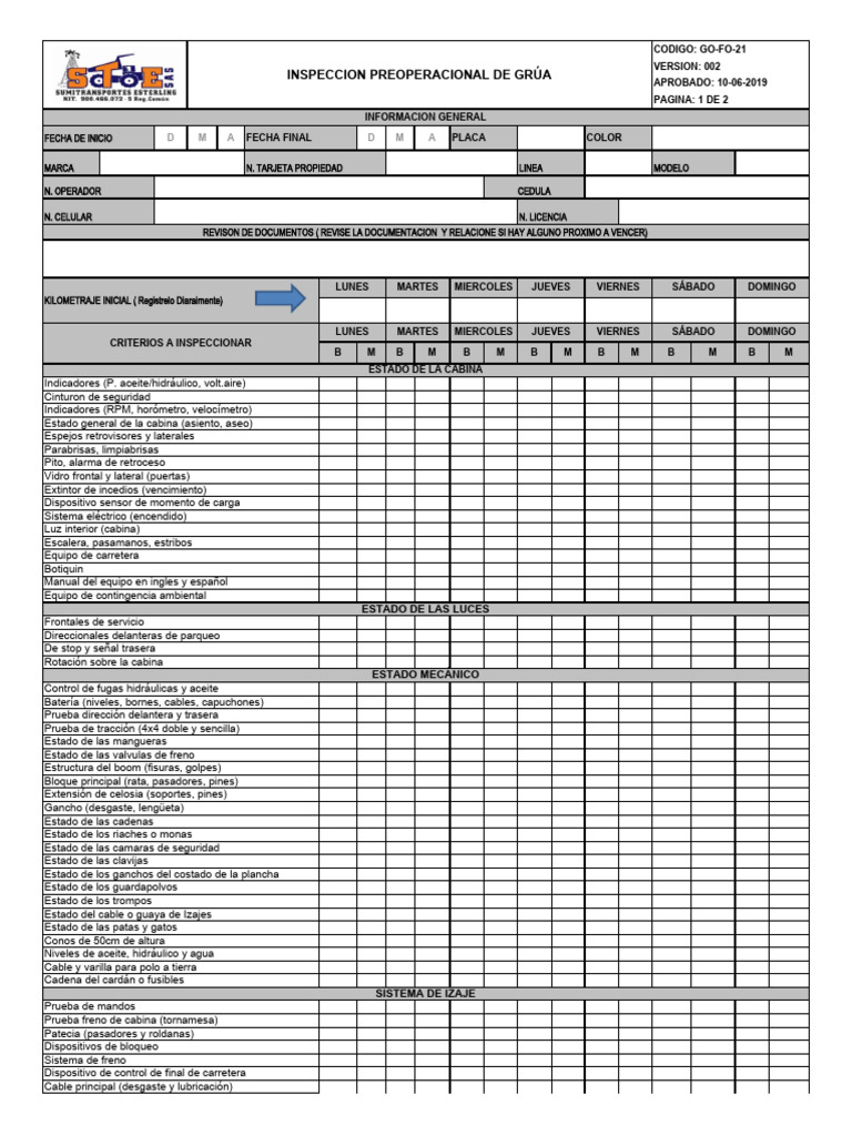 Formato Inspeccion Visual Pdfhoja De Inspeccion General De Registros