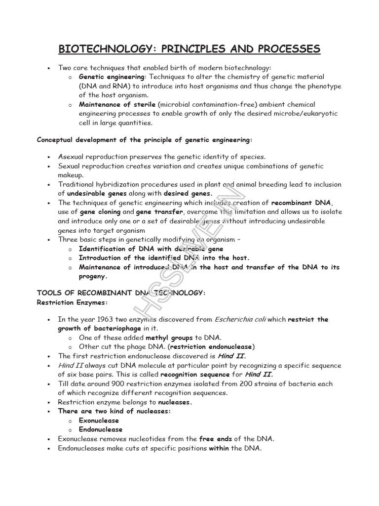 4.biotechnology - Principle and Processes-Hsslive | PDF