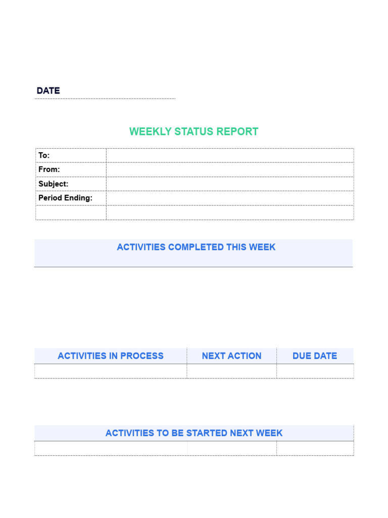 Weekly Status Report Template | PDF