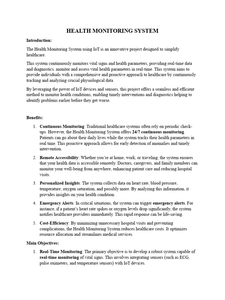 HEALTH MONITORING SYSTEM_ Project_Overview PDF Monitoring (Medicine