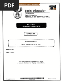 Accounting Grade 12 Trial 2021 P1 and Memo