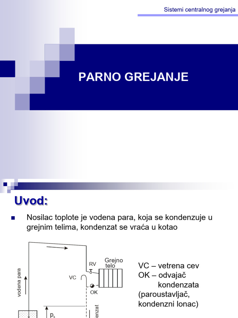 SCG Prezentacija 6 Parno grejanje | PDF