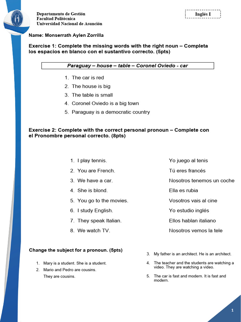 English Exercises for Beginners | PDF | Linguistic Morphology | Linguistics