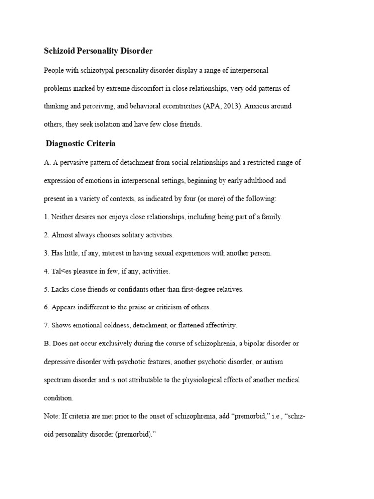 Schizoid Personality Disorder Pdf – JRQVRN