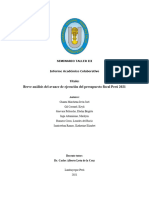 Breve Análisis Del Avance de Ejecución Del Presupuesto Fiscal Perú 2021