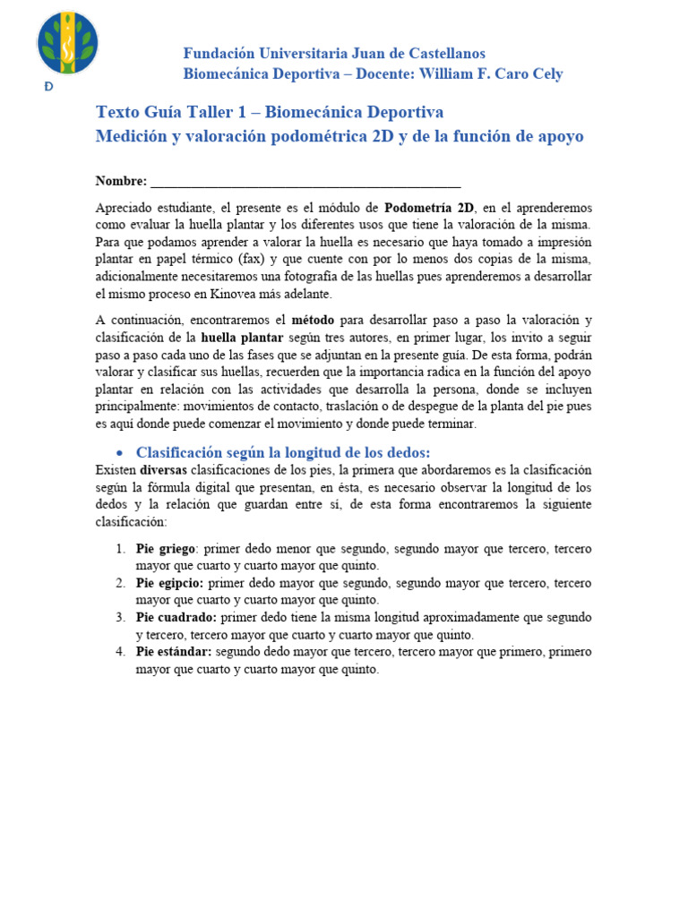Guía de Podometría 2D y Método Herzco | PDF | Pie | Sistema ...