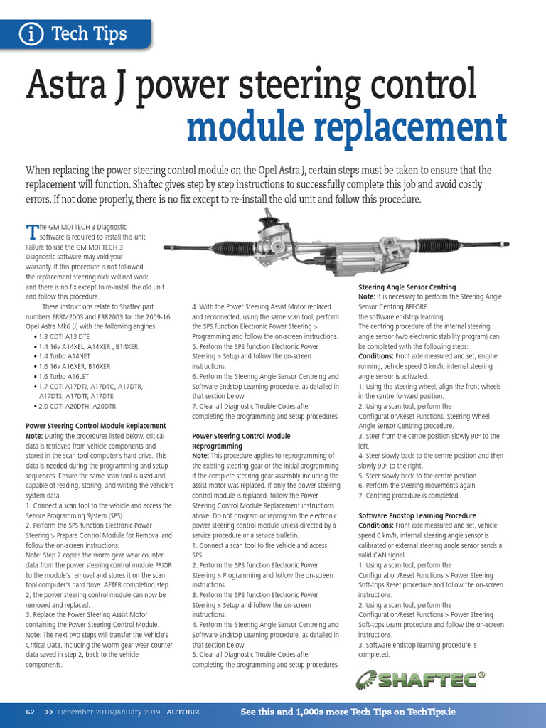 Astra J Power Steering Module Guide | PDF