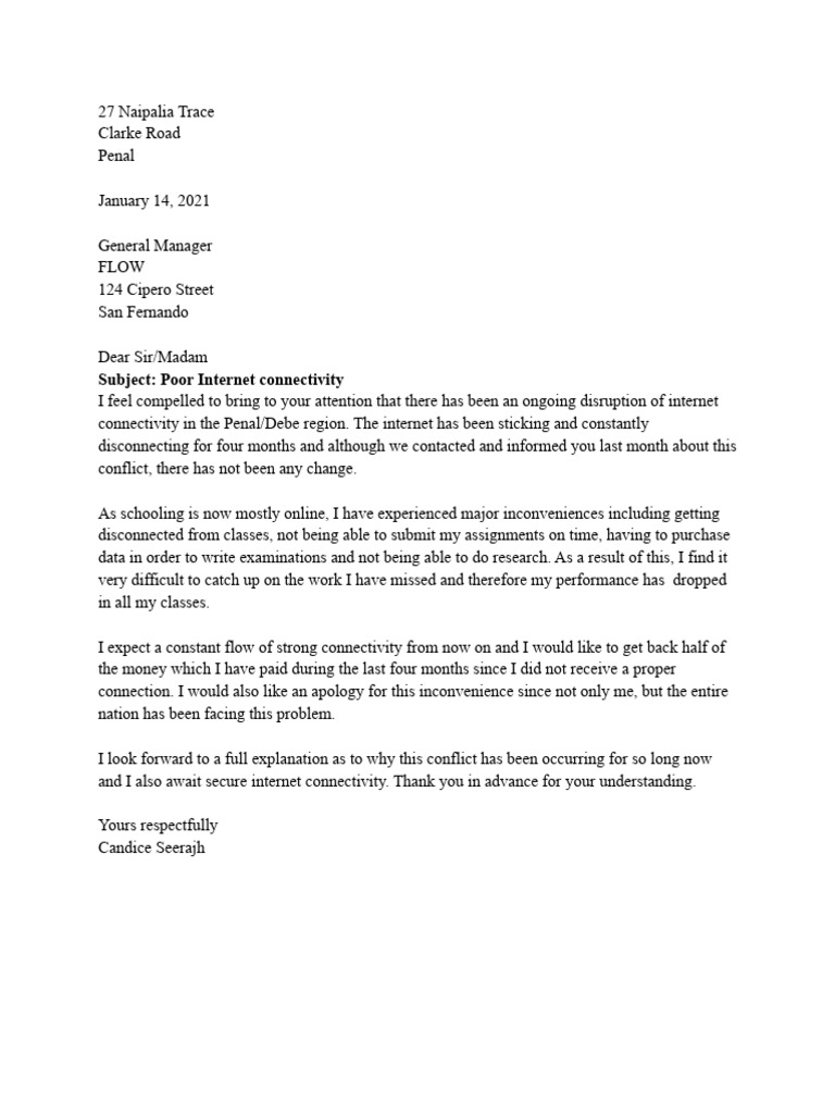 Letter of Complaint | PDF