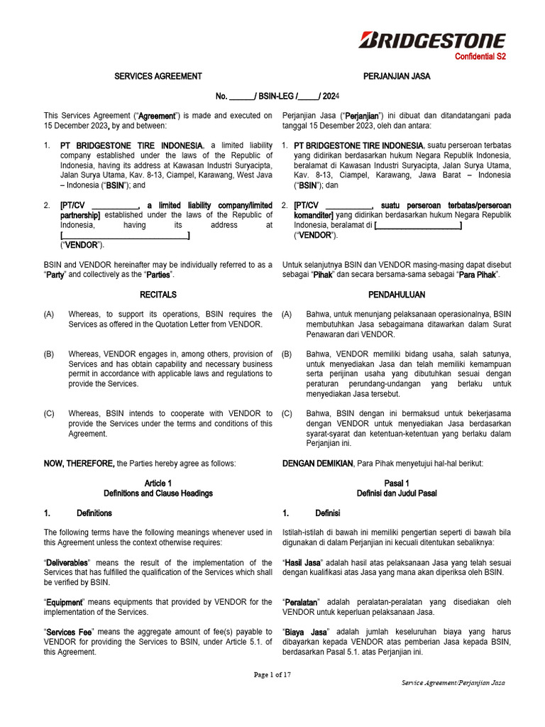 Template Services Agreement 2024 PDF