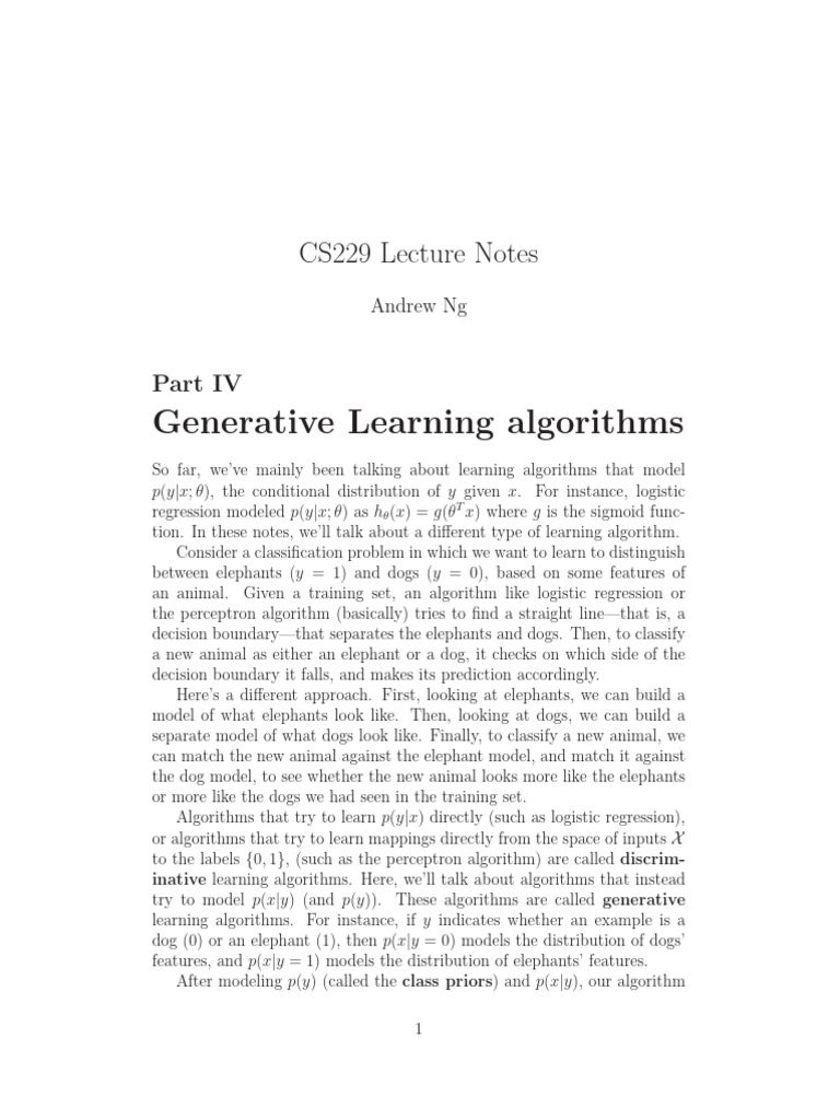 Generative Learning Algorithms Overview | PDF | Normal Distribution ...