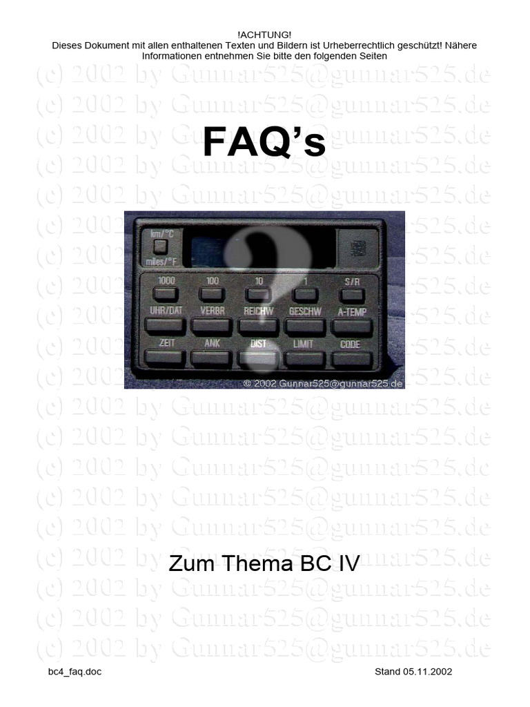 Bordcomputer BC4 FAQ | PDF