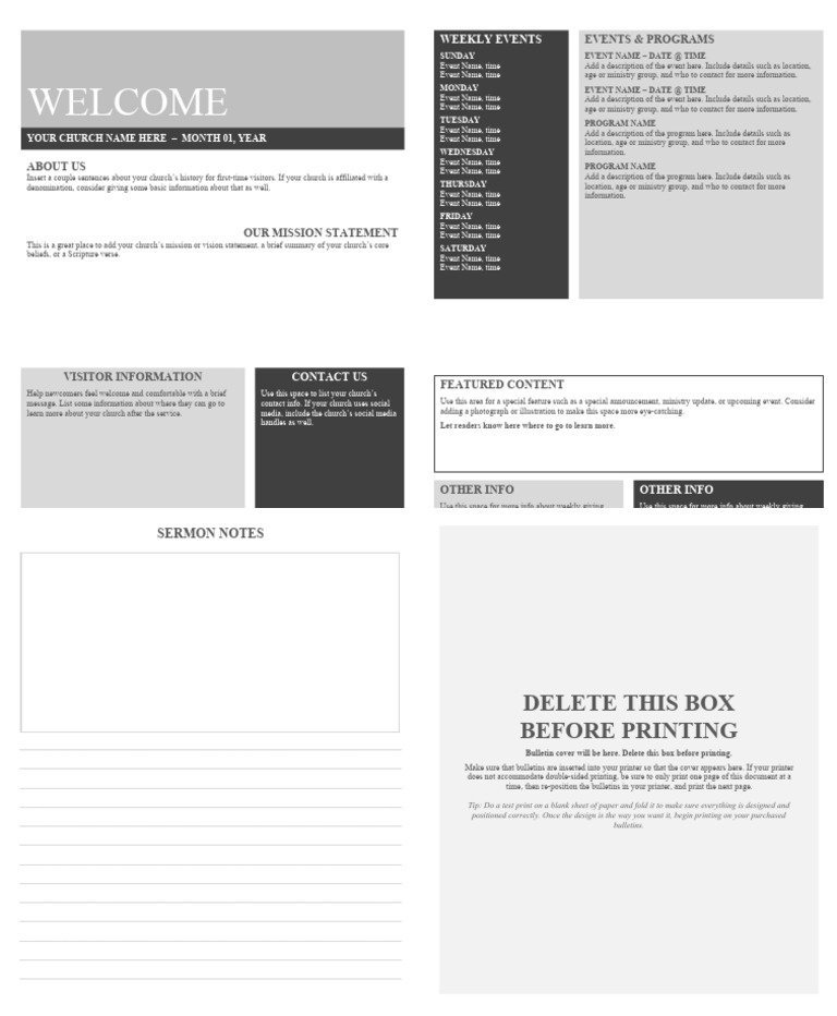Church Bulletin Template Guide | PDF | Written Communication