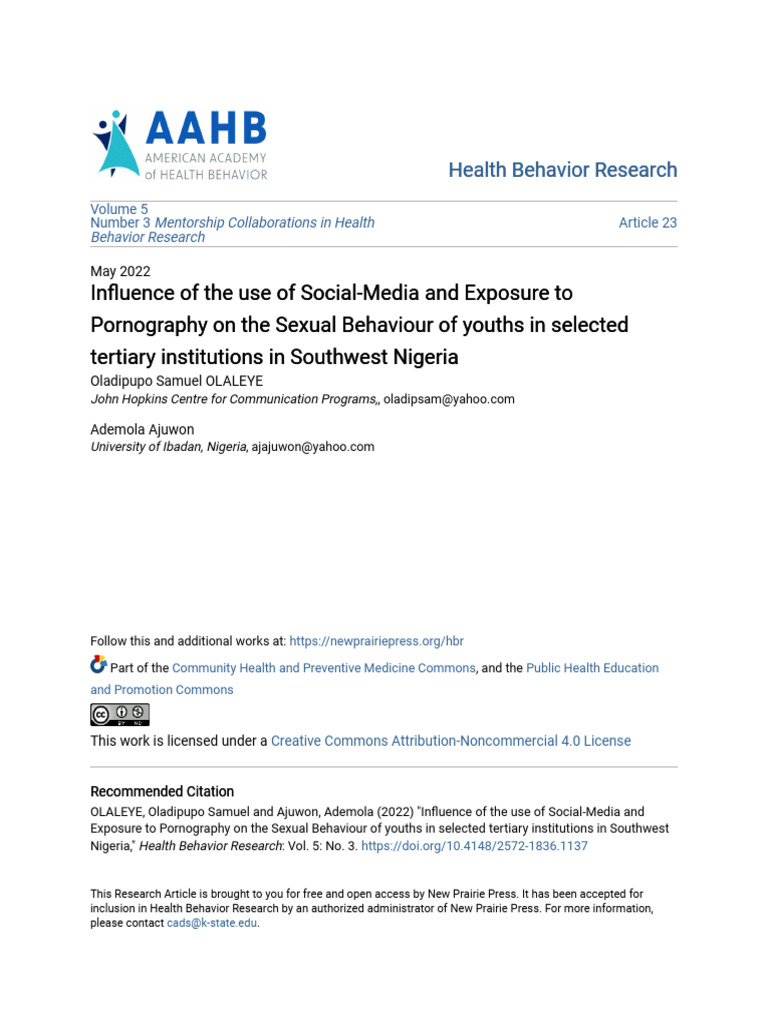 Social Media's Impact on Youth Sexual Behavior | PDF | Social Science ...