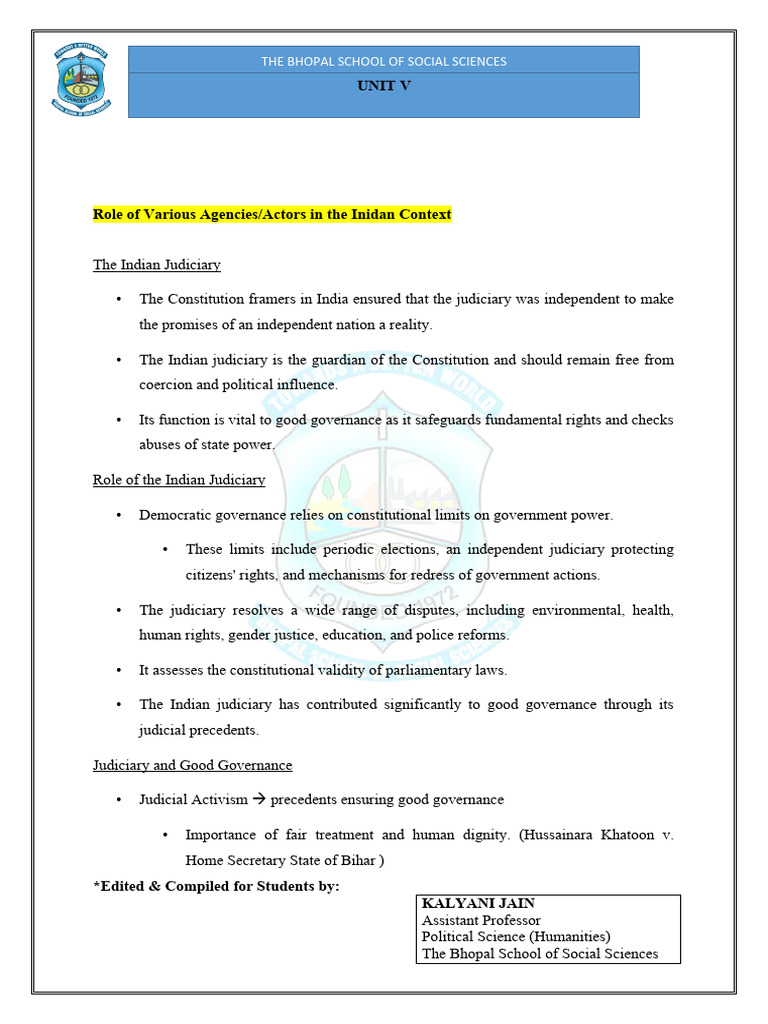 Role of Judiciary in Good Governance | PDF | Governance | Civil Service