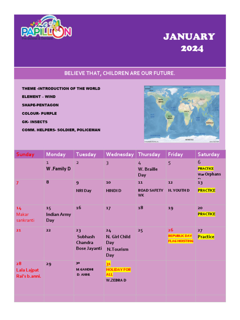 January 2024 Calendar For Teachers F PDF Observances
