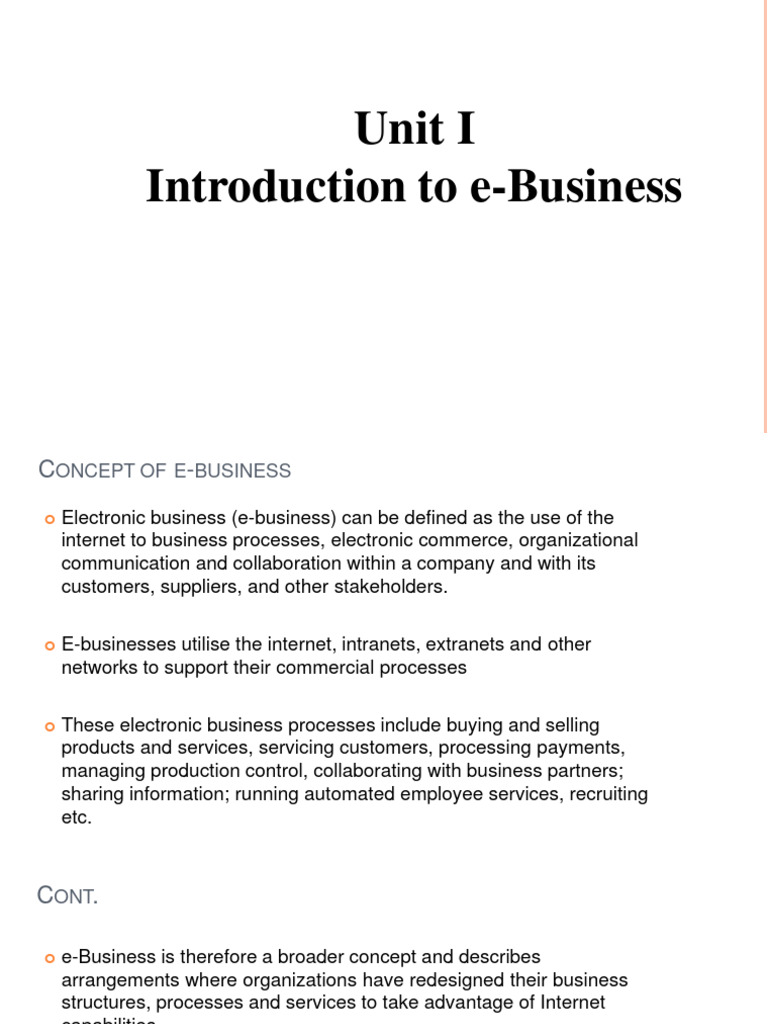 Introduction to E-Business Concepts | PDF | Electronic Business | E ...