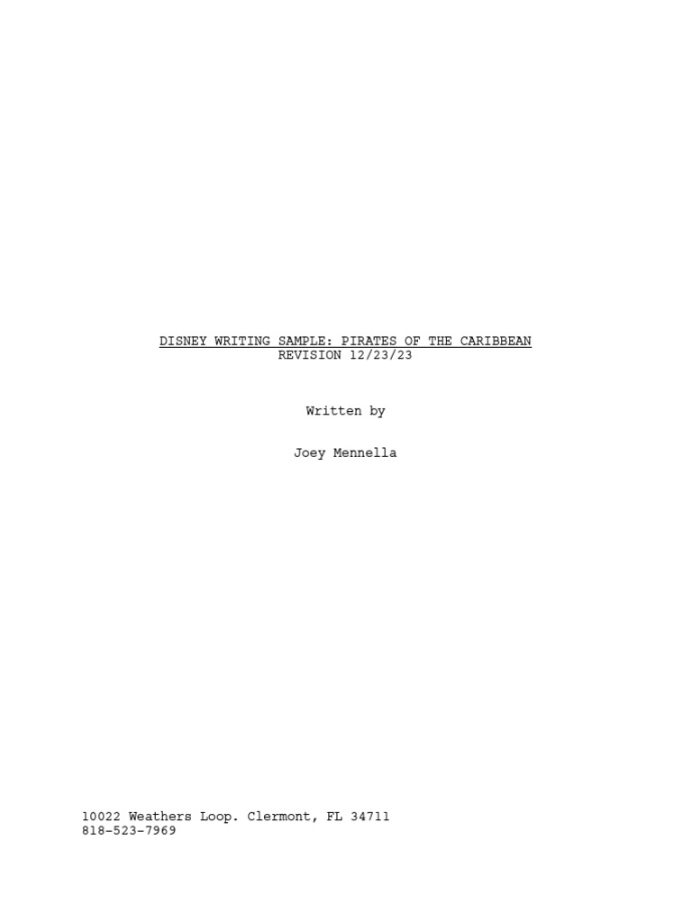 Disney Writing Excersise 2023 | PDF