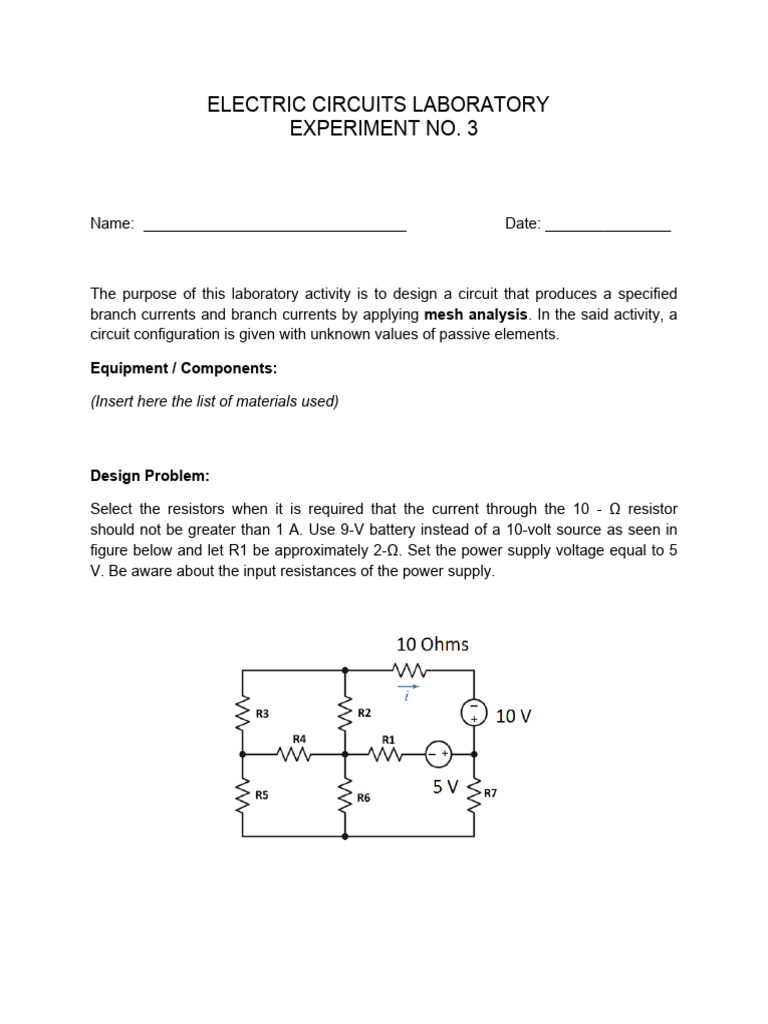 Electric Circuits Laboratory Experiment No. 3 | PDF