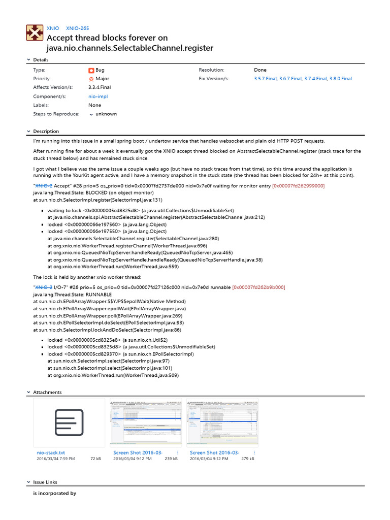 XNIO Accept Thread Block Issue | PDF | Computers