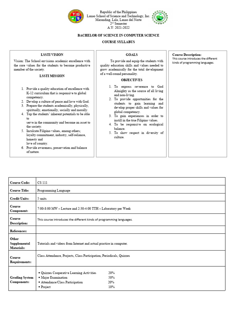CS 111 - Programming Language | PDF | Career & Growth
