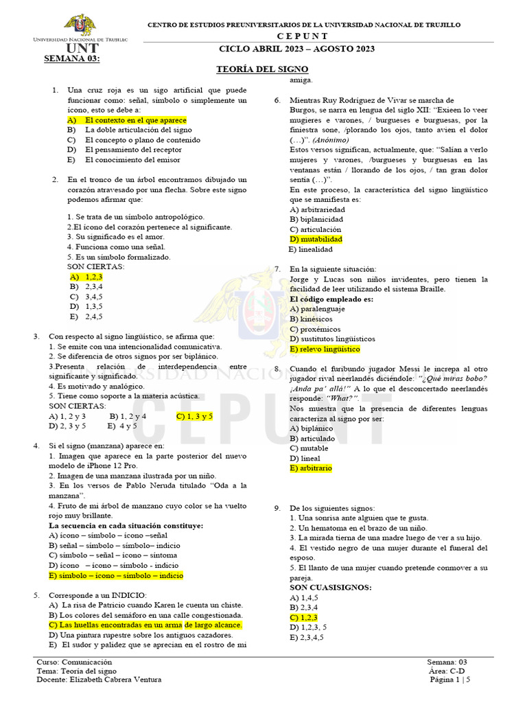Semana 3 Teoría Del Signo II Ciclo 2023 C-D | PDF